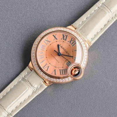 Cartier 18K Gold 28/33/36MM for Your Choice Imported Movement Pink Watch fake cartier writing instruments